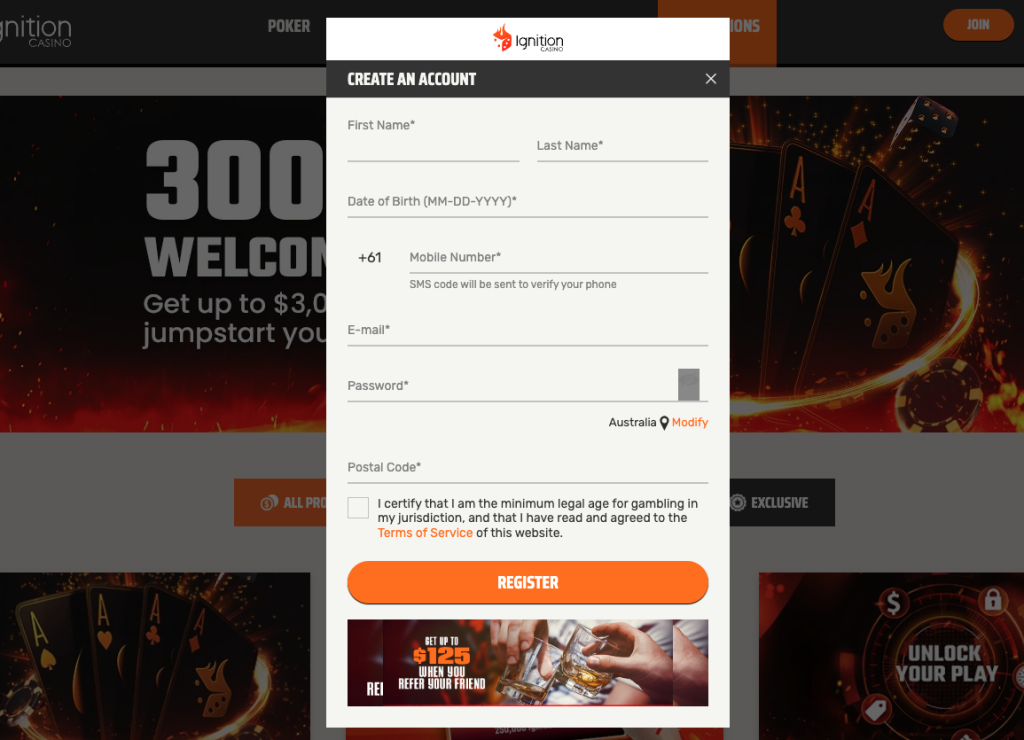Ignition casino australia login